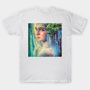 Portrait of pretty young woman and some nature T-Shirt